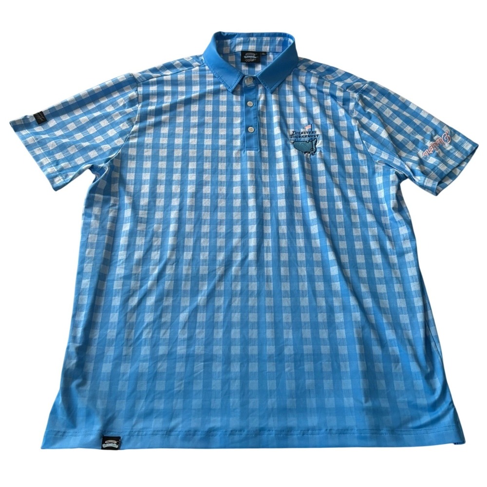 Sunday Swagger x Uncrustables Golf Polo Shirt Mens XL Blue Gingham Disasters
